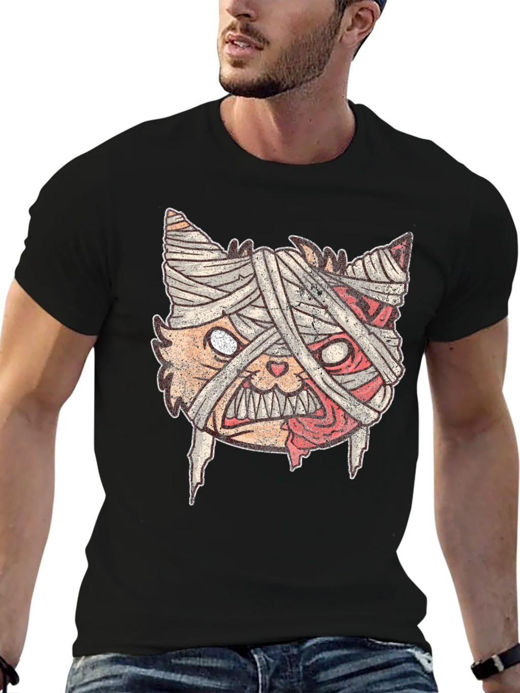 Mummy Cat Graphic Tee - Halloween Style product image 6