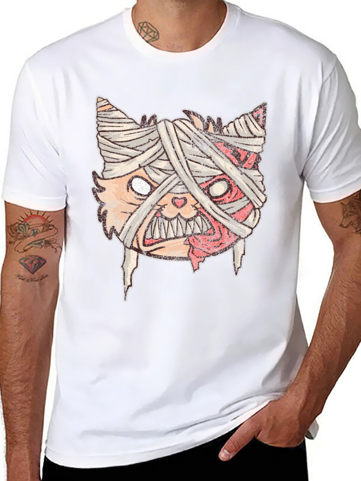 Mummy Cat Graphic Tee - Halloween Style product image 7