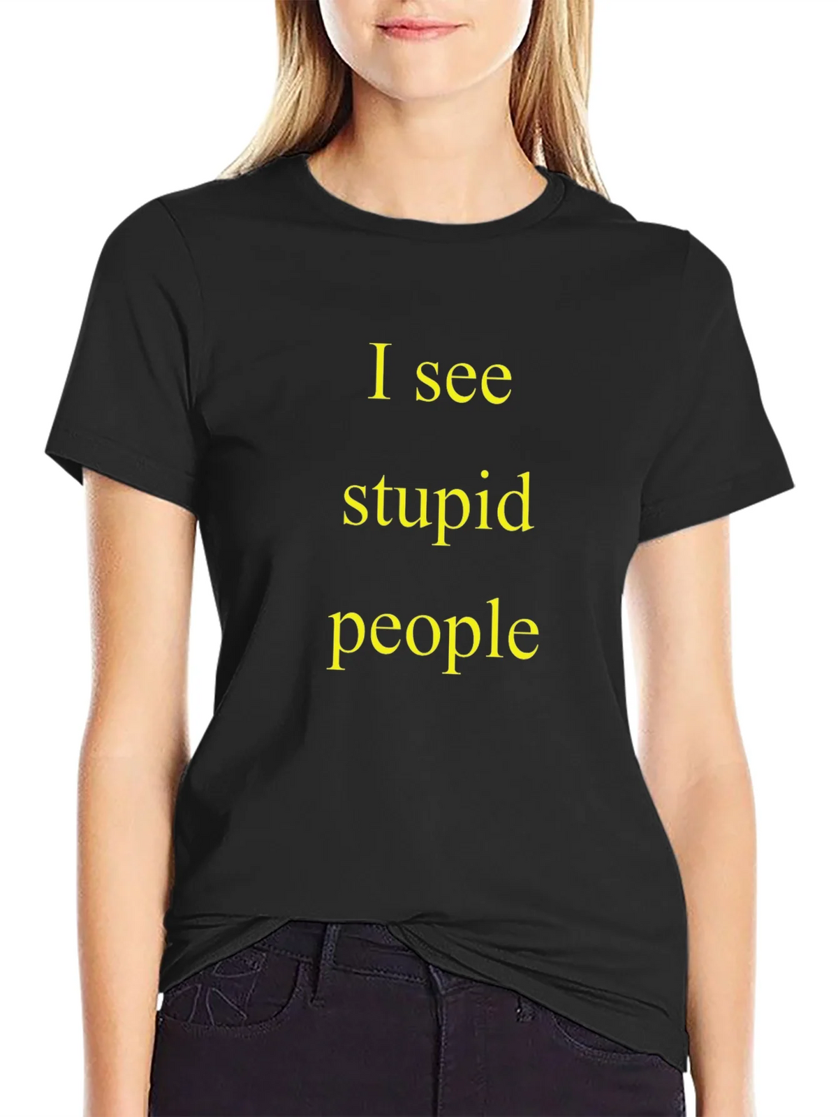 I See Stupid People Black T-Shirt product image 2