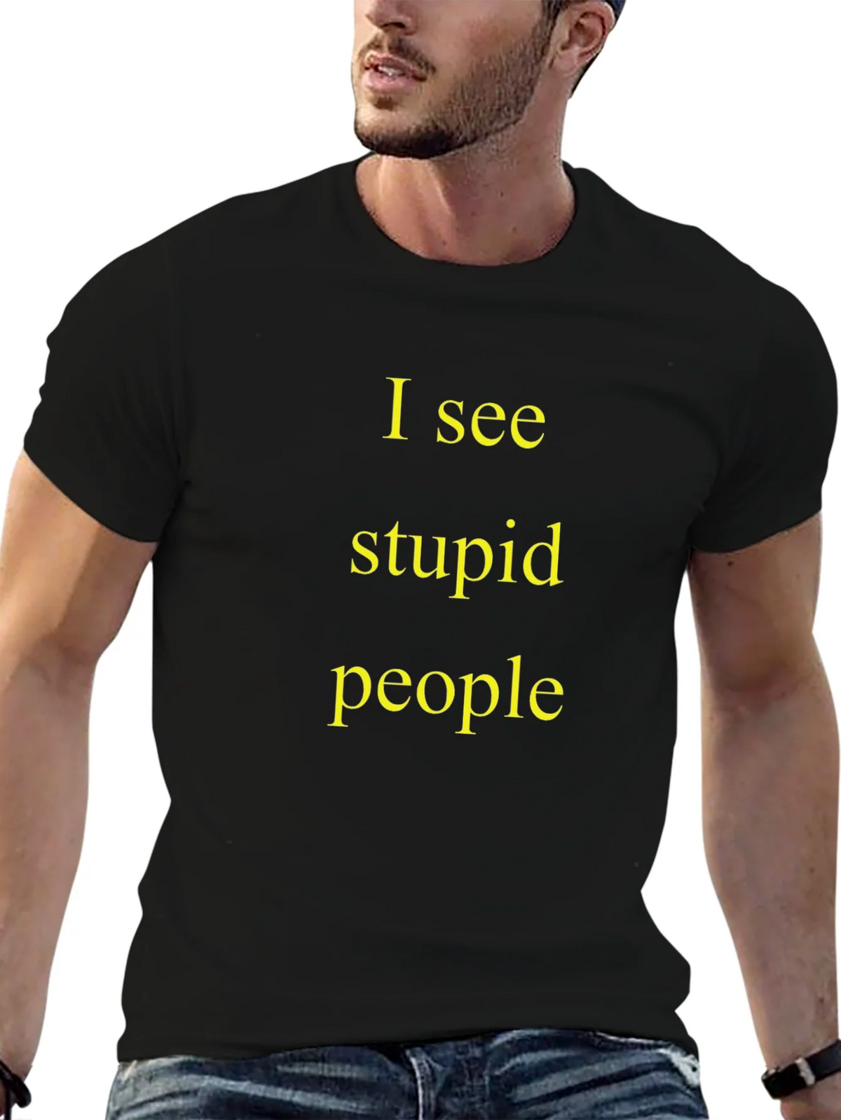 I See Stupid People Black T-Shirt product image 6