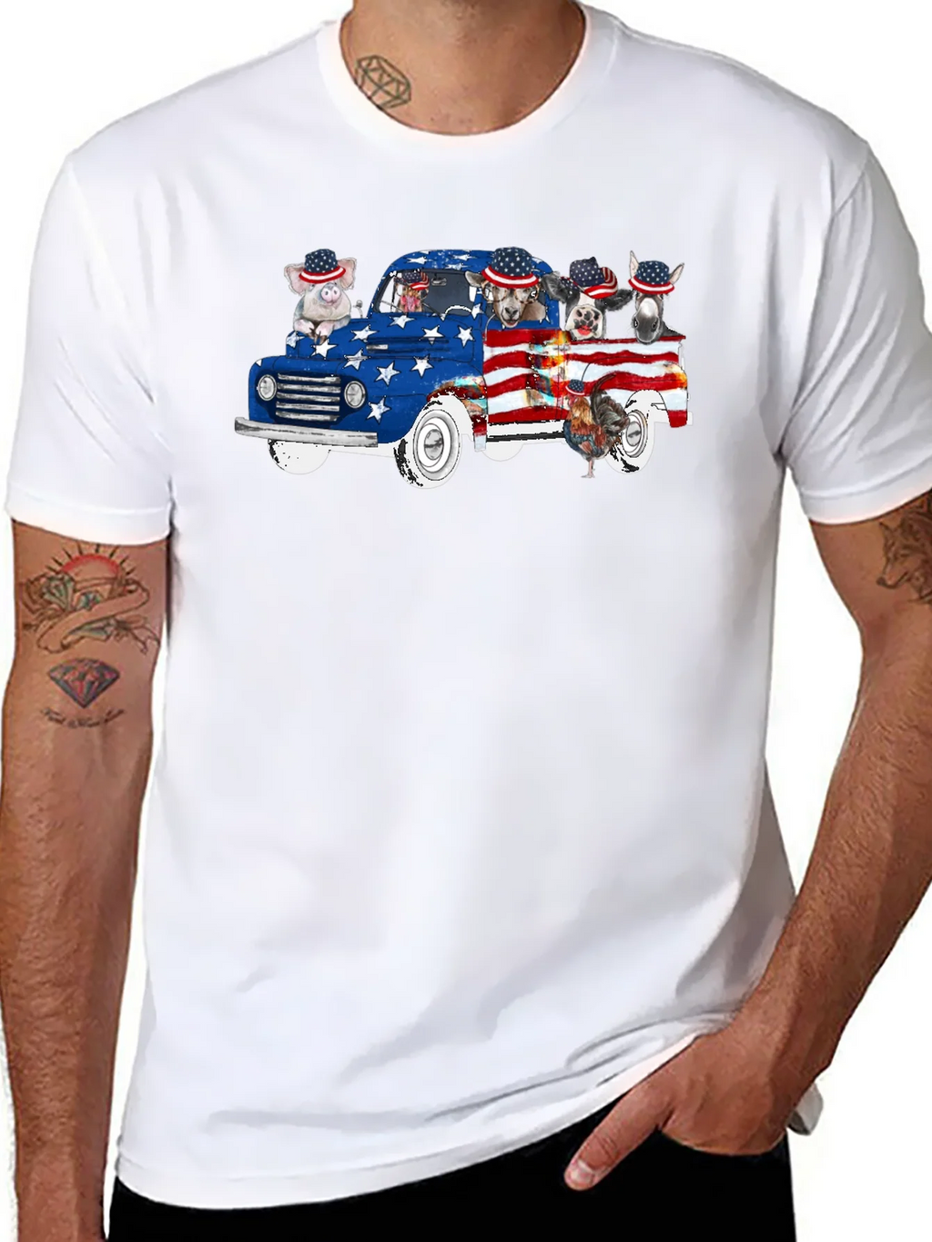 Patriotic Animals Truck T-Shirt product image 7
