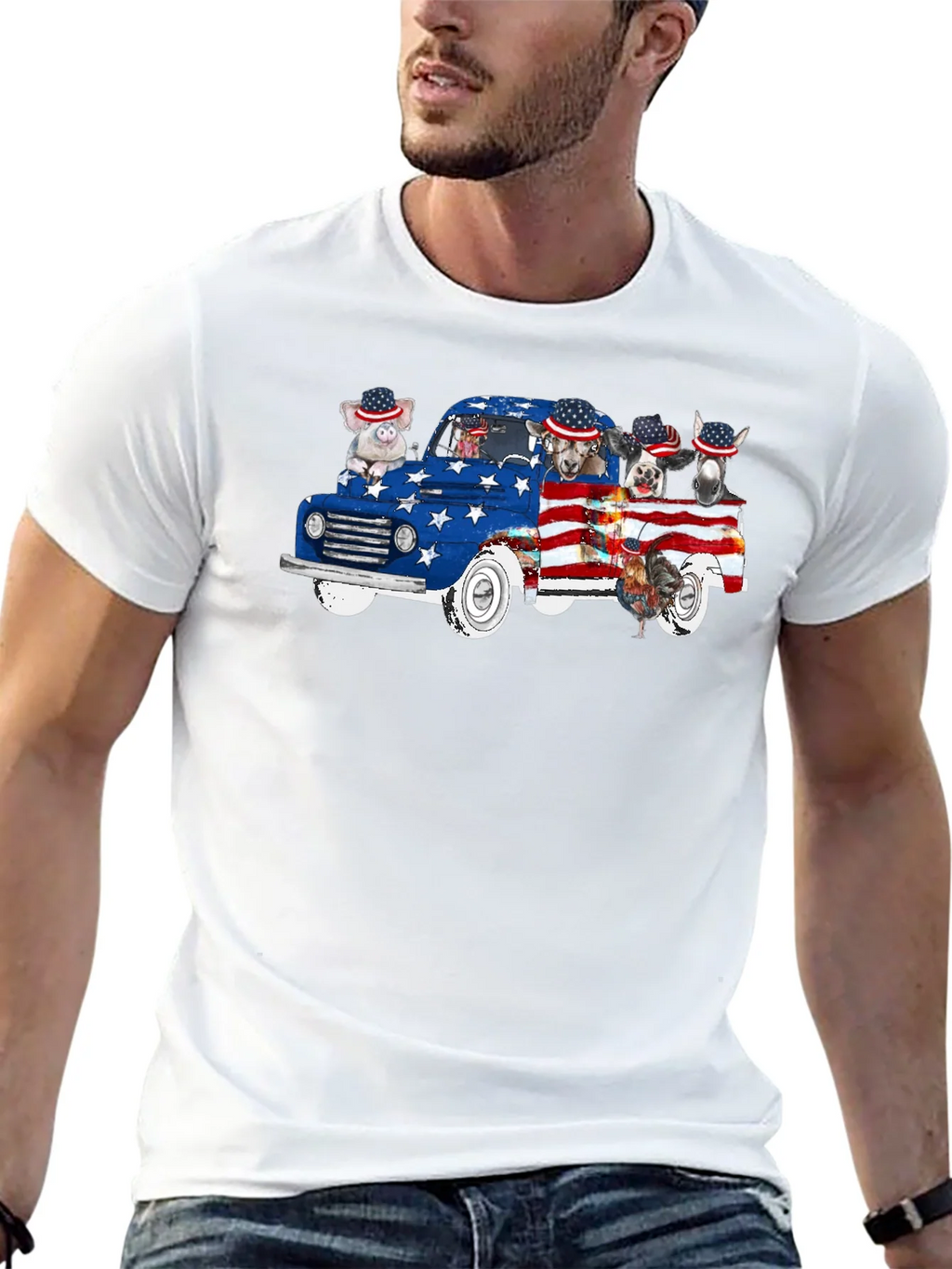 Patriotic Animals Truck T-Shirt product image 12