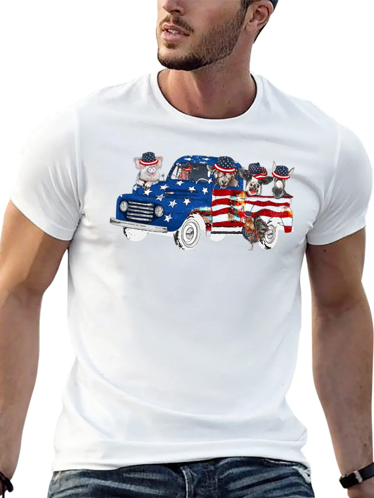 Patriotic Animals Truck T-Shirt product image 12