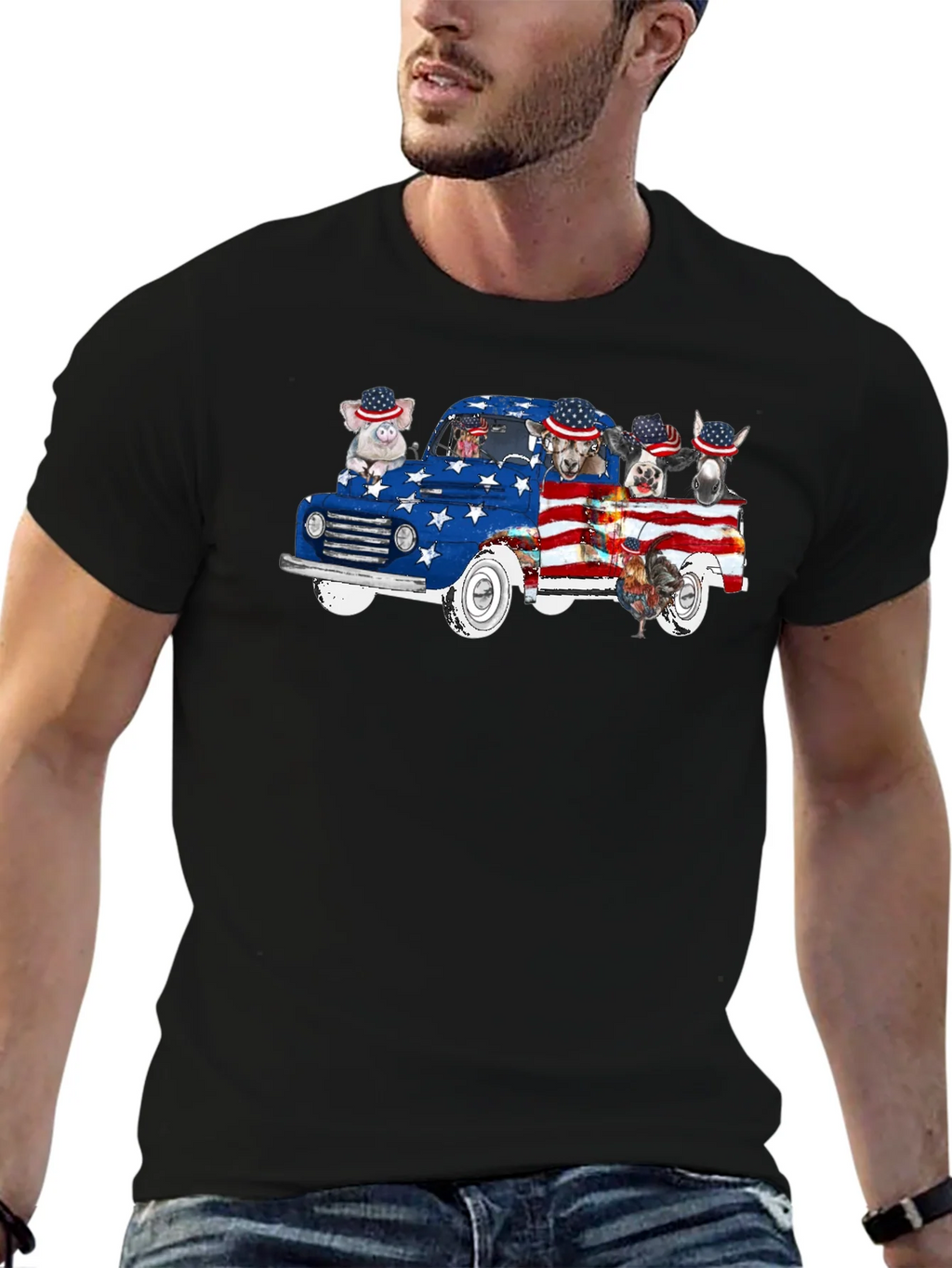 Patriotic Animals Truck T-Shirt product image 6