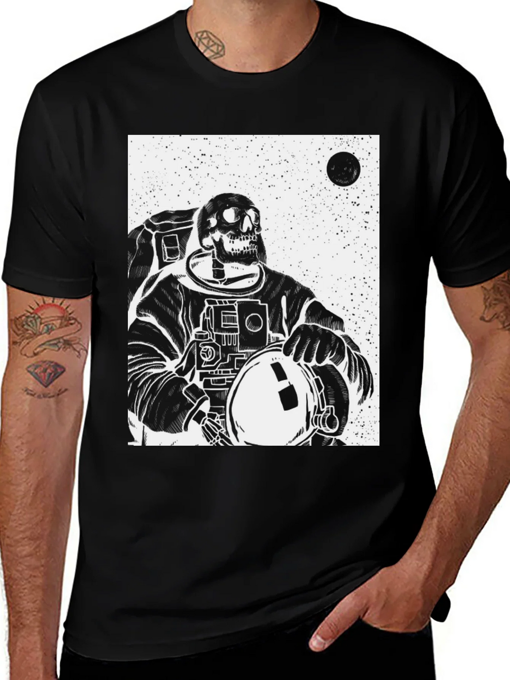 Astronaut Skeleton Graphic T-Shirt - Black product image 1
