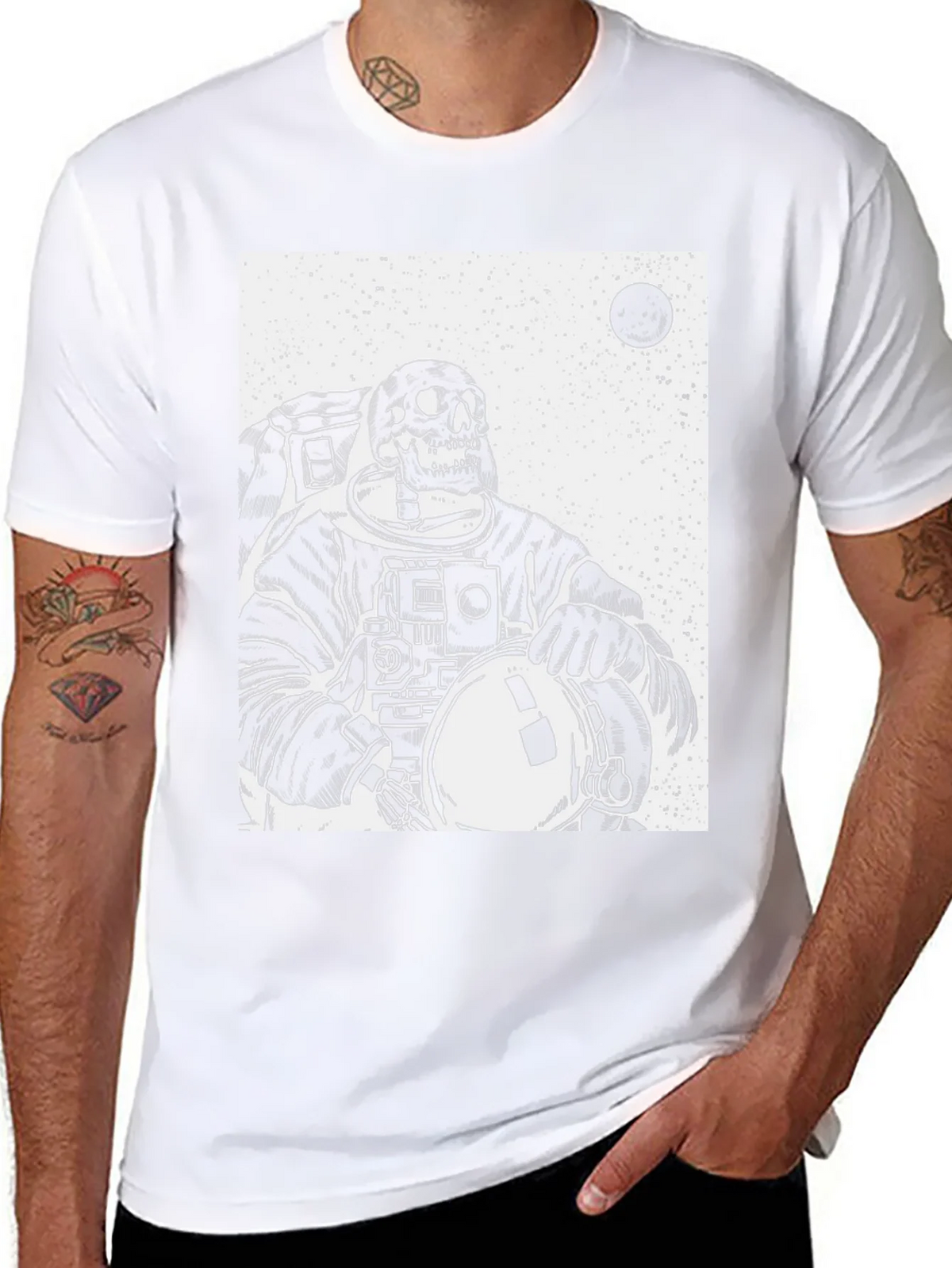Astronaut Skeleton Graphic T-Shirt - Black product image 7