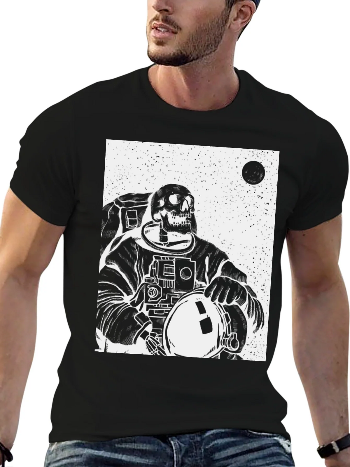 Astronaut Skeleton Graphic T-Shirt - Black product image 6