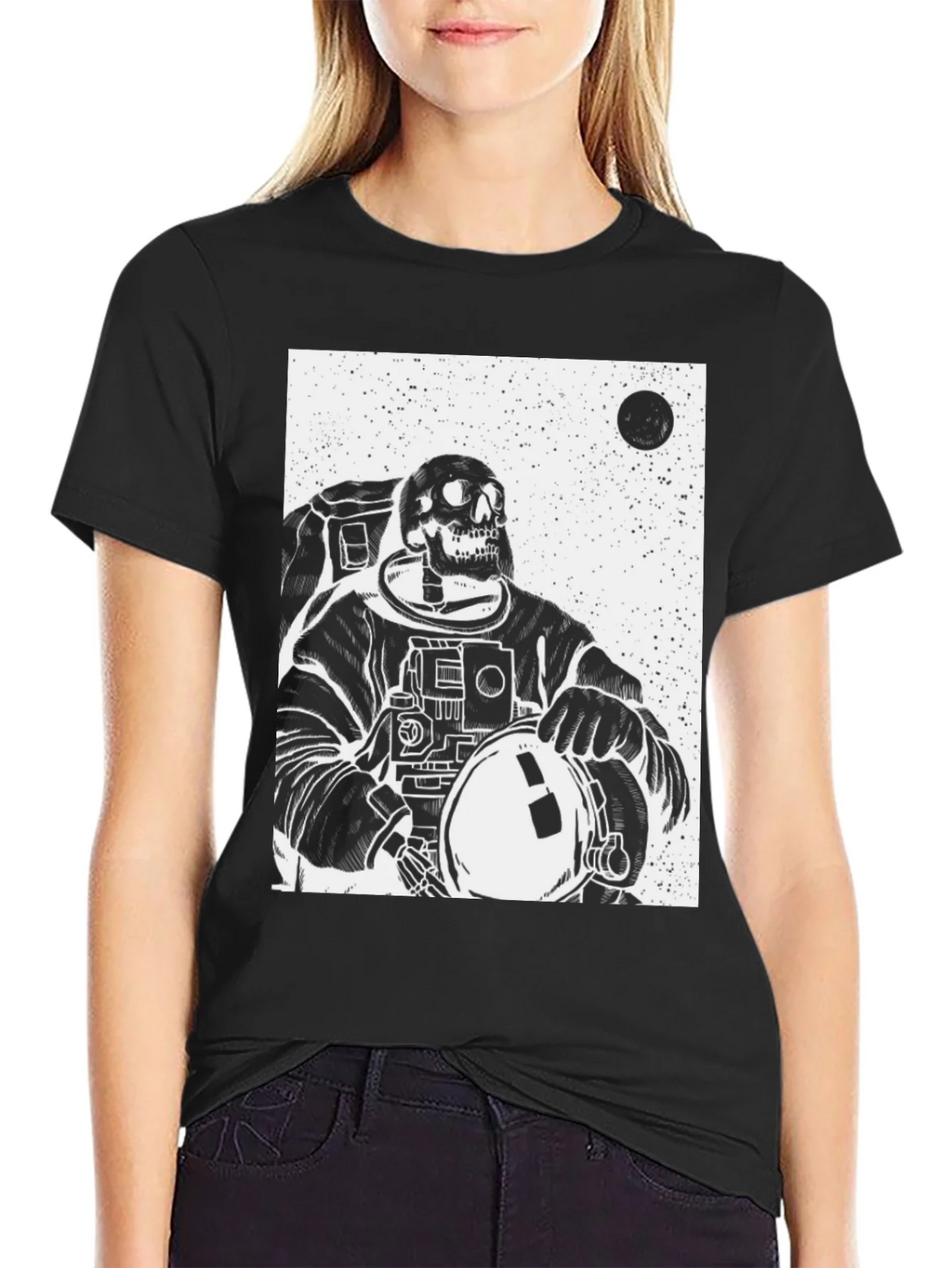 Astronaut Skeleton Graphic T-Shirt - Black product image 2