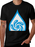 Water Drop Swirl Graphic Tee - Black Cotton Blend product image 1