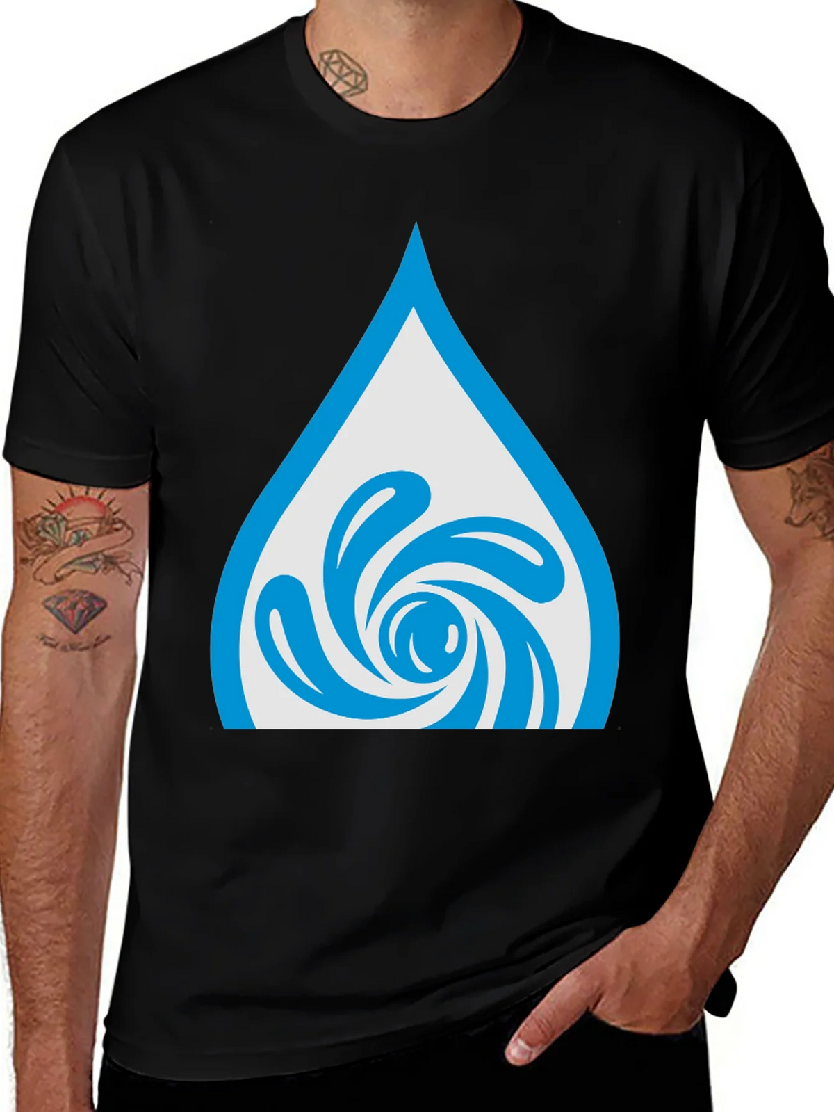 Water Drop Swirl Graphic Tee - Black Cotton Blend product image 1