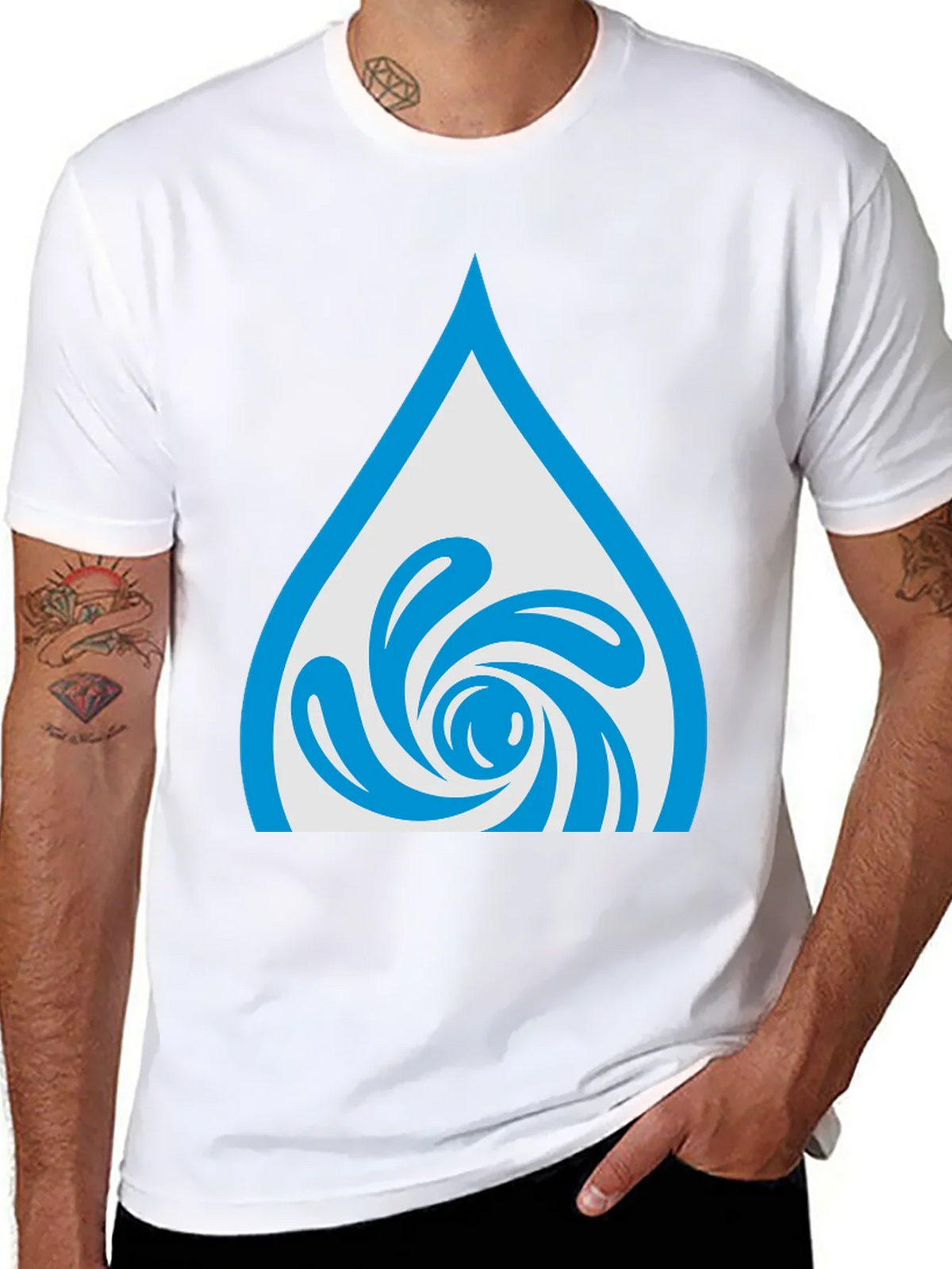 Water Drop Swirl Graphic Tee - Black Cotton Blend product image 7