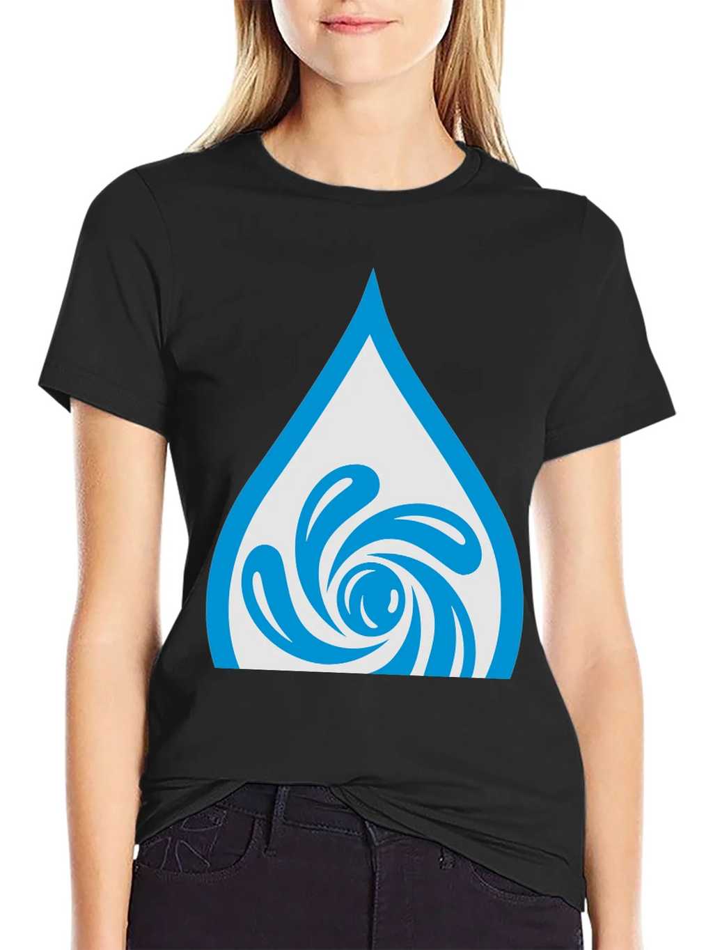 Water Drop Swirl Graphic Tee - Black Cotton Blend product image 2