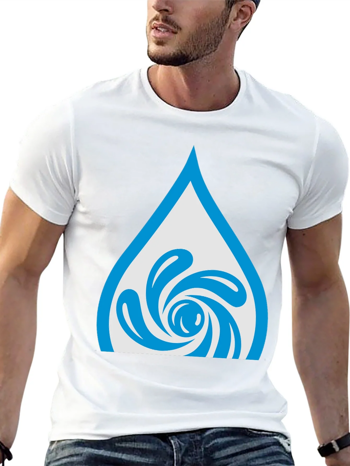 Water Drop Swirl Graphic Tee - Black Cotton Blend product image 12