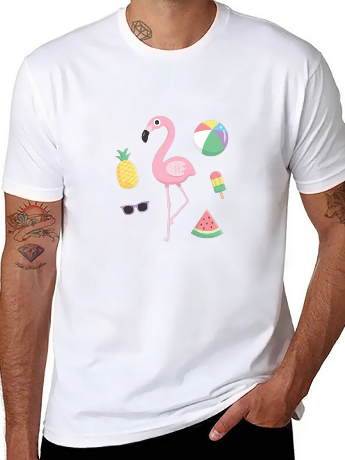 Summer Fun Graphic Tee - Flamingo & Fruit Design product image 7