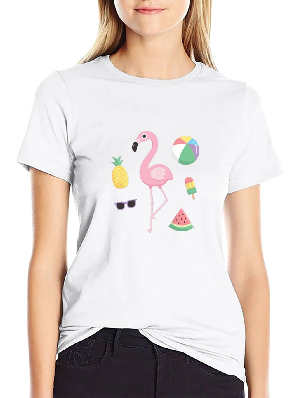 Summer Fun Graphic Tee - Flamingo & Fruit Design product image 8