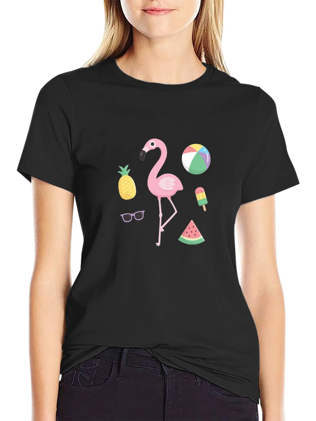 Summer Fun Graphic Tee - Flamingo & Fruit Design product image 2