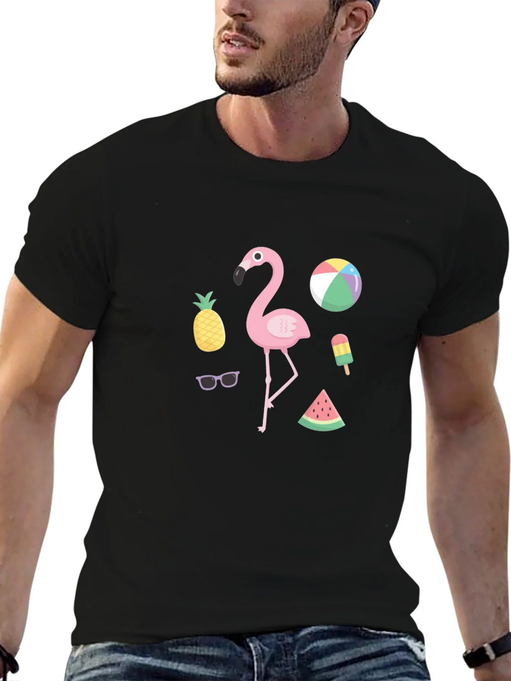 Summer Fun Graphic Tee - Flamingo & Fruit Design product image 6