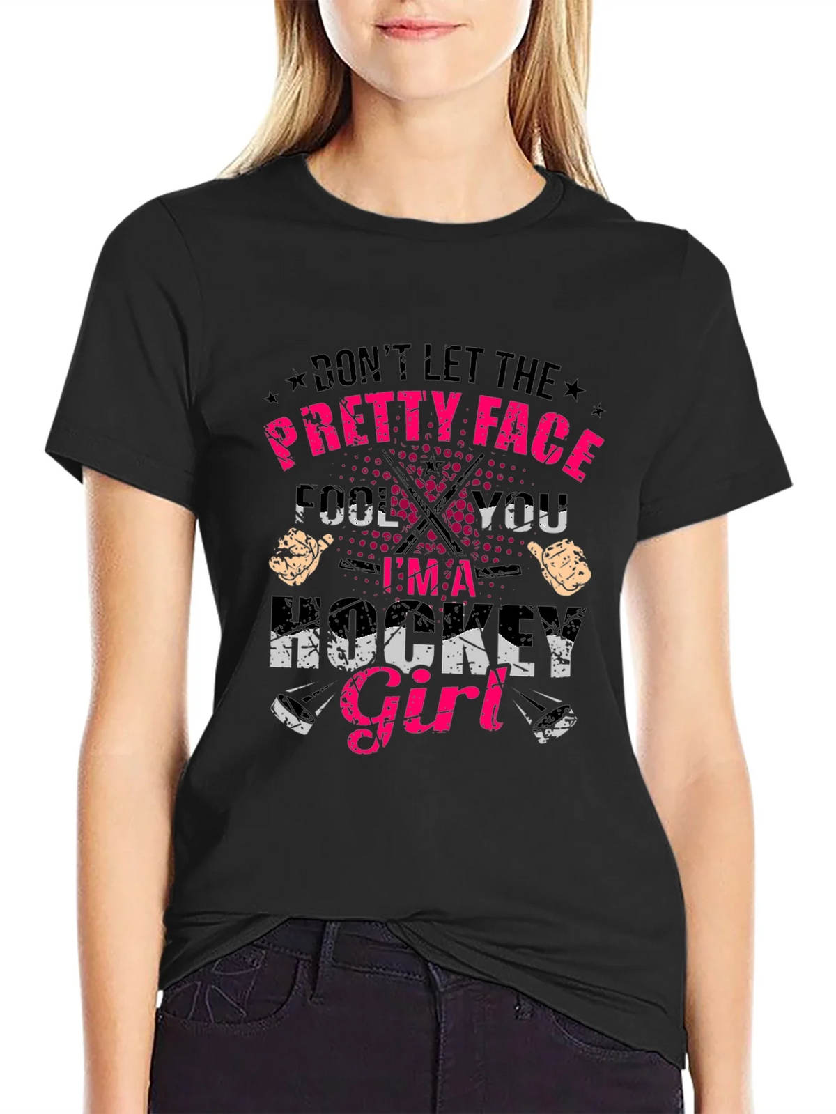 Hockey Girl T-Shirt - Dont Let the Pretty Face Fool You product image 2