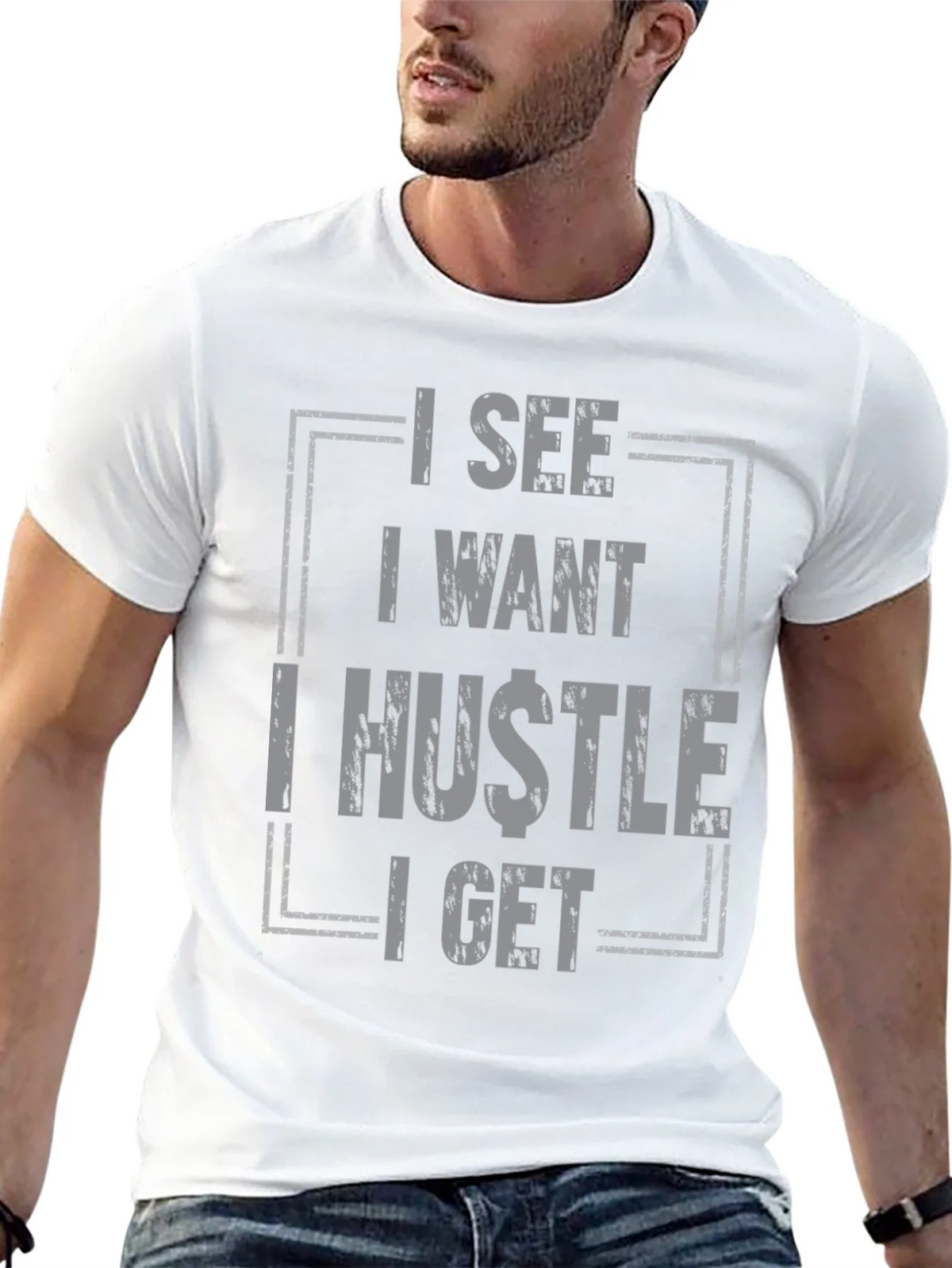 I See I Want I Hustle I Get Graphic Tee - Black product image 12