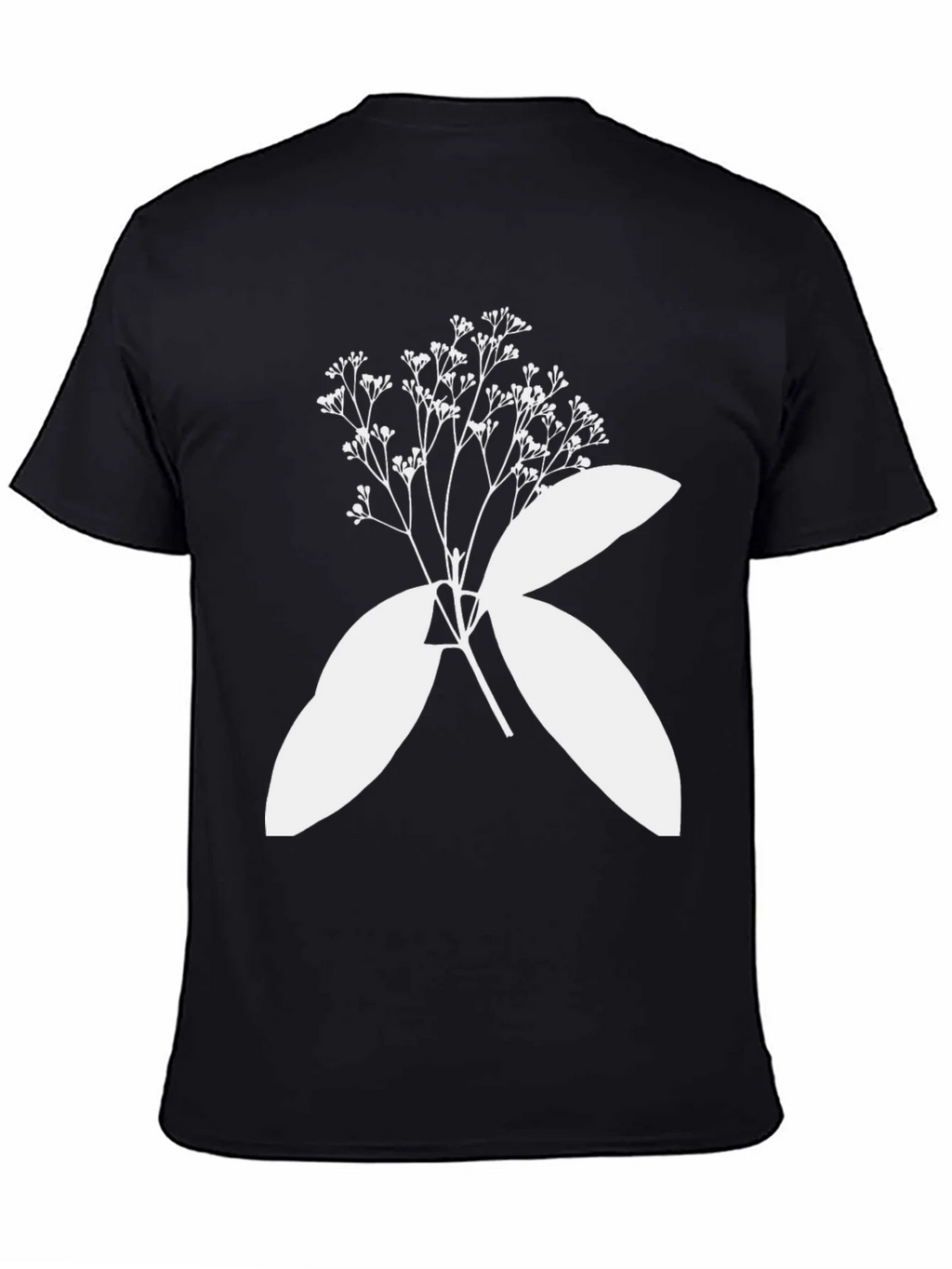 Black T-Shirt with Botanical White Print product image 4