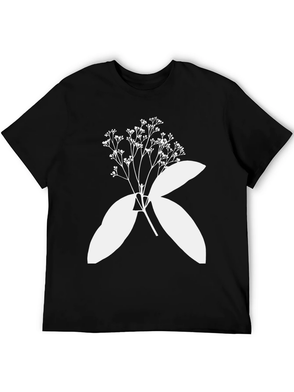 Black T-Shirt with Botanical White Print product image 5