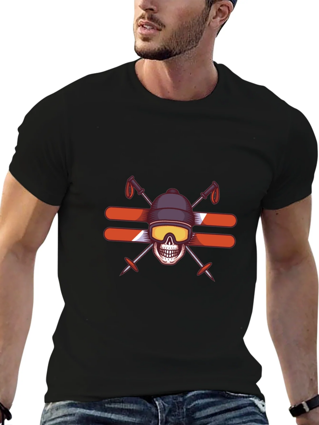 Skull Skiing T-Shirt - Winter Sports Graphic Tee product image 9