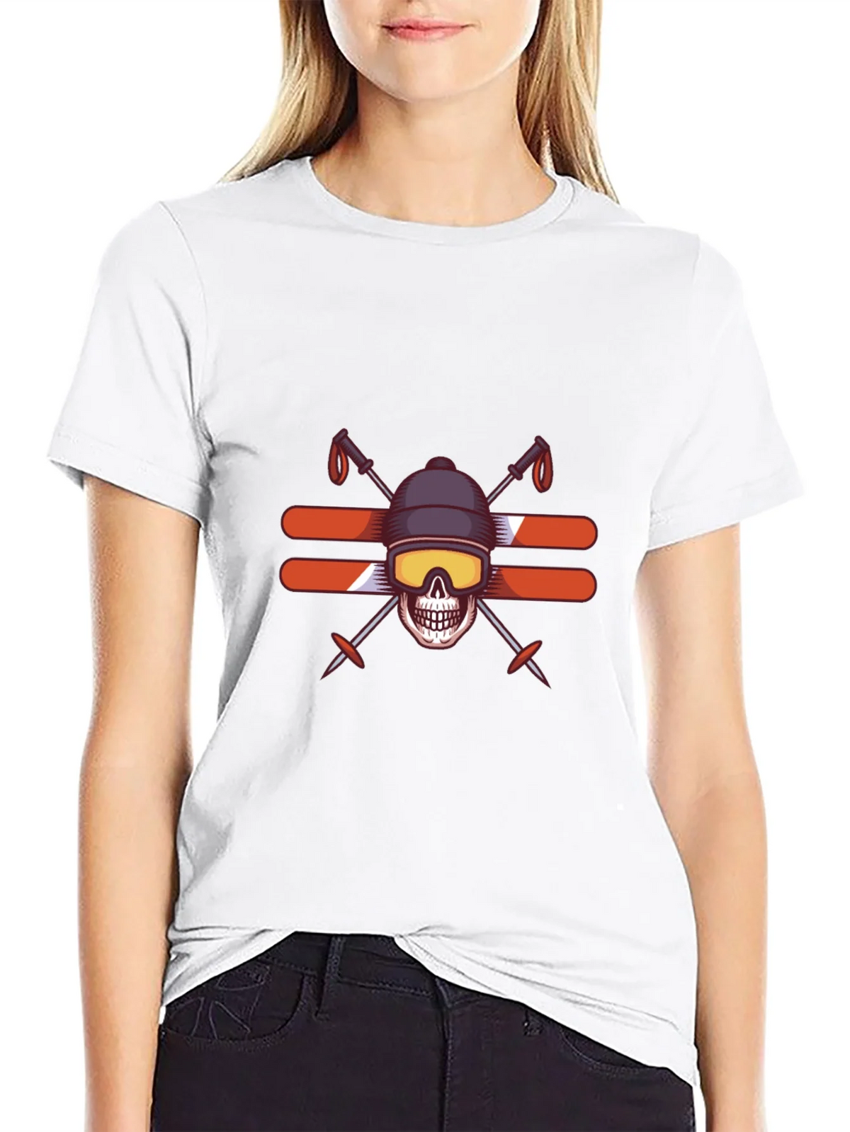 Skull Skiing T-Shirt - Winter Sports Graphic Tee product image 11