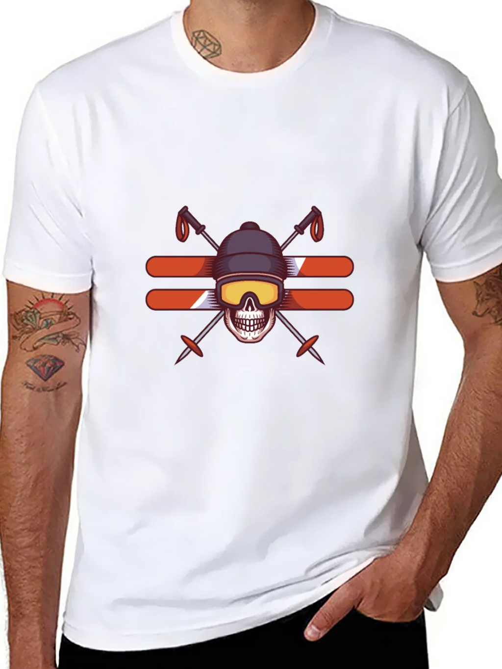 Skull Skiing T-Shirt - Winter Sports Graphic Tee product image 10