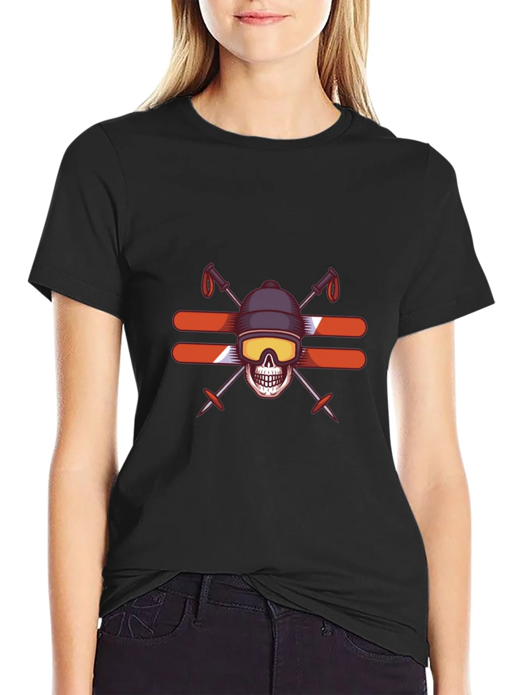 Skull Skiing T-Shirt - Winter Sports Graphic Tee product image 5