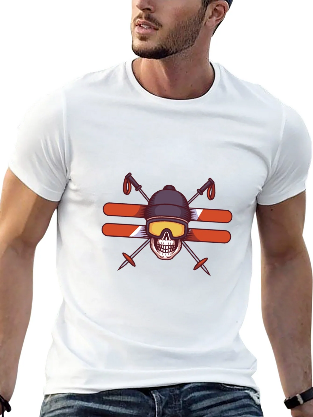 Skull Skiing T-Shirt - Winter Sports Graphic Tee product image 4