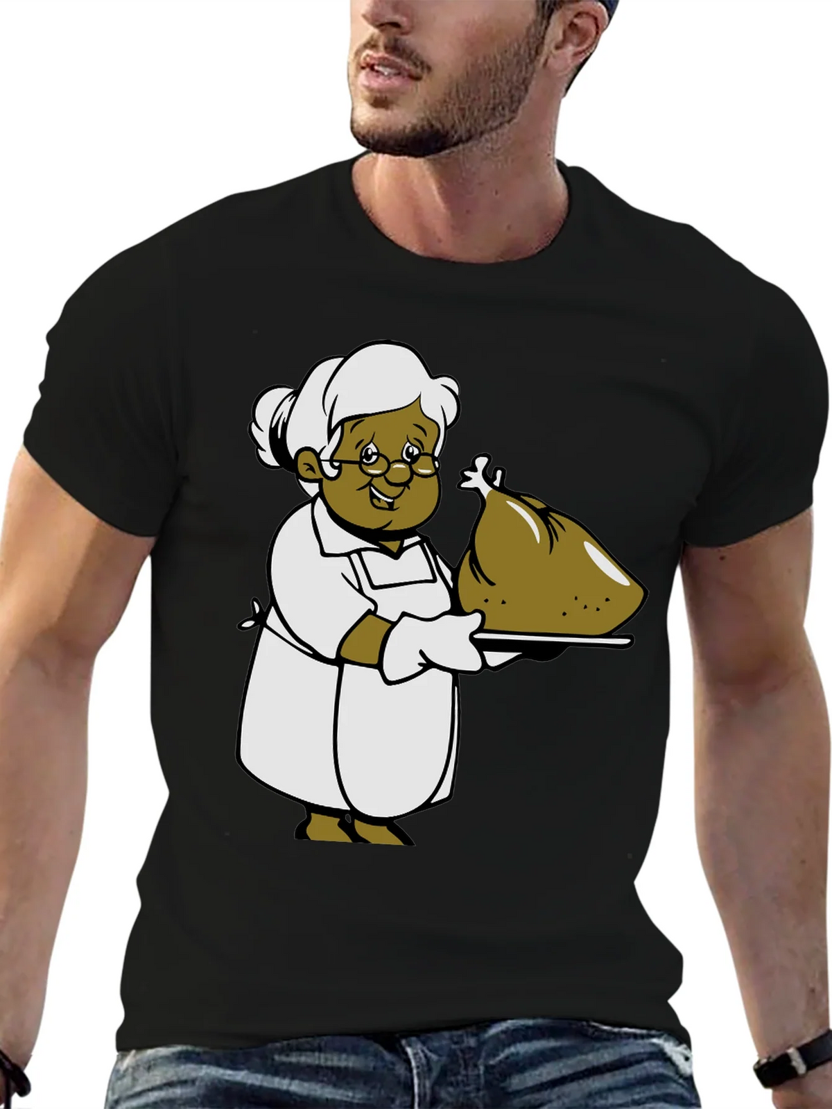 Cartoon Grandma T-Shirt: Thanksgiving Turkey Design product image 9