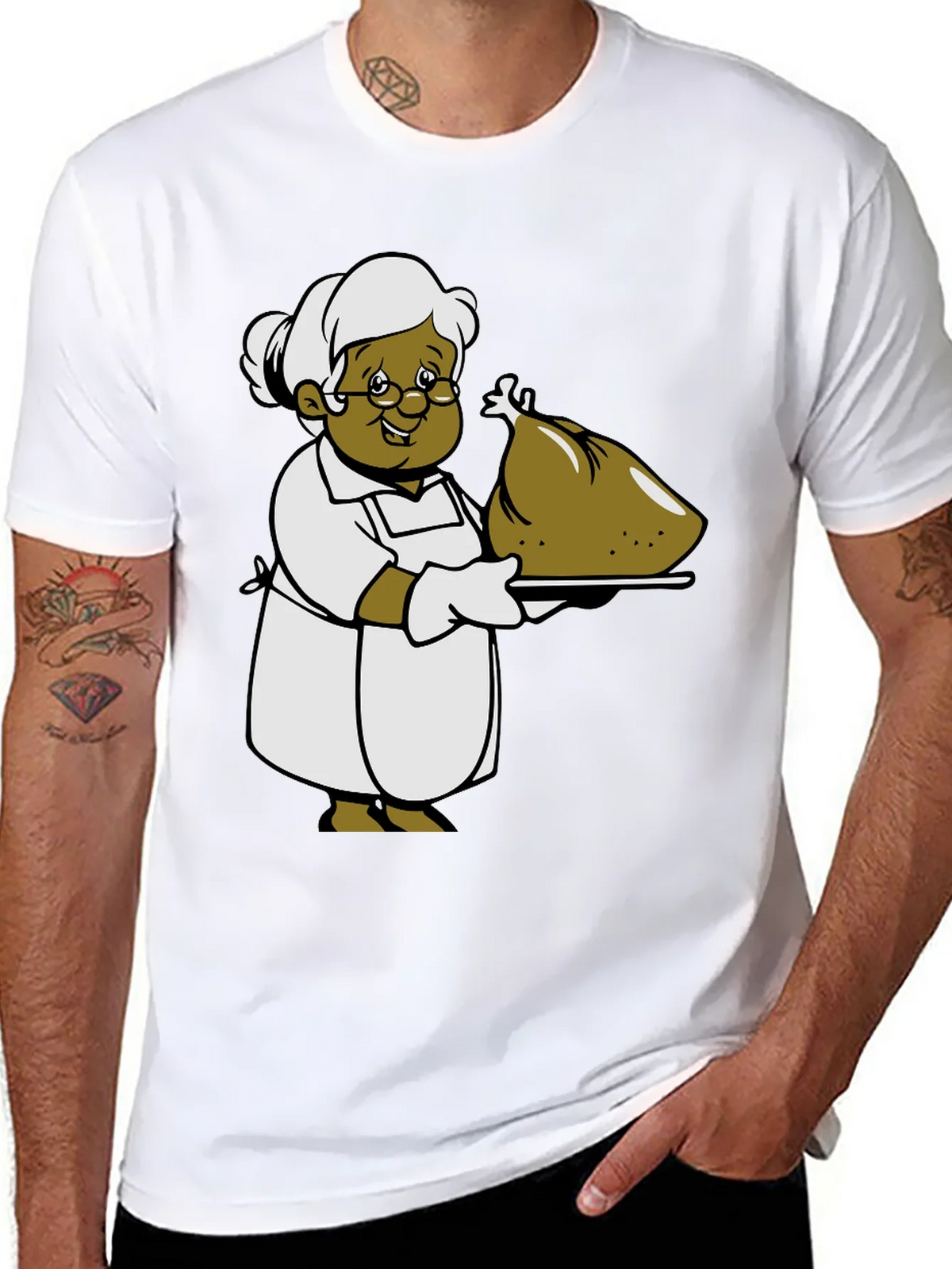 Cartoon Grandma T-Shirt: Thanksgiving Turkey Design product image 10