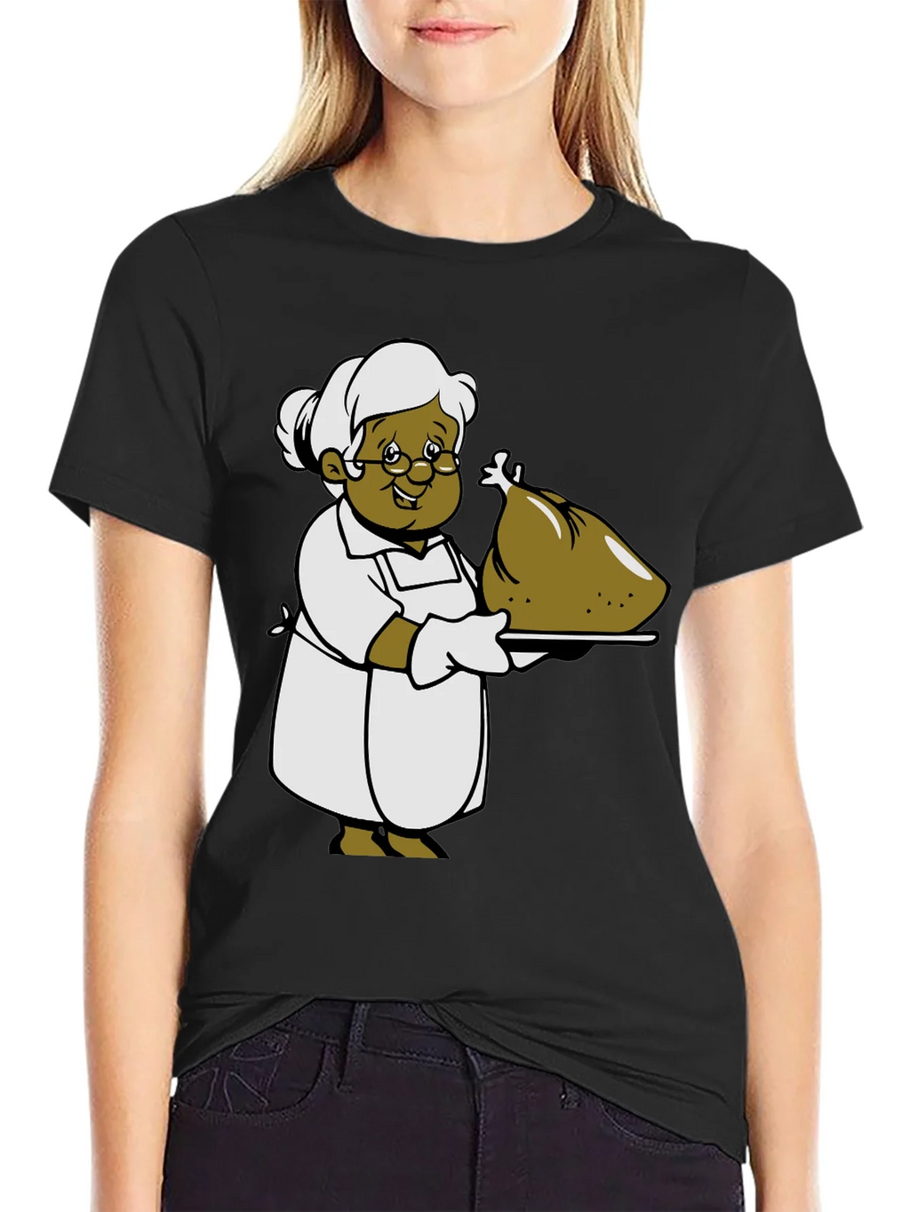 Cartoon Grandma T-Shirt: Thanksgiving Turkey Design product image 5