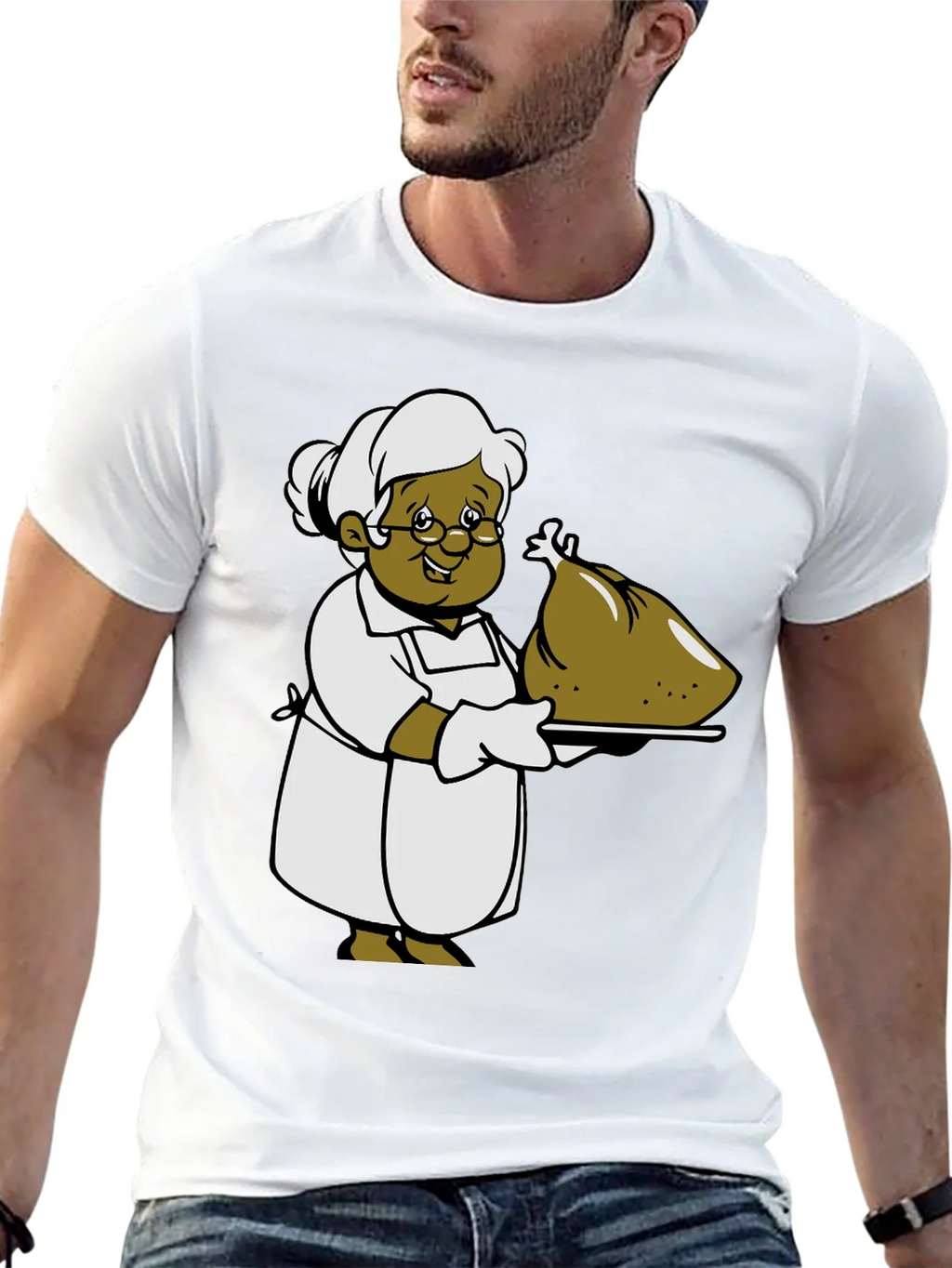 Cartoon Grandma T-Shirt: Thanksgiving Turkey Design product image 4