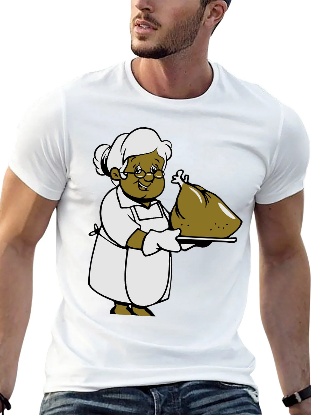 Cartoon Grandma T-Shirt: Thanksgiving Turkey Design product image 4