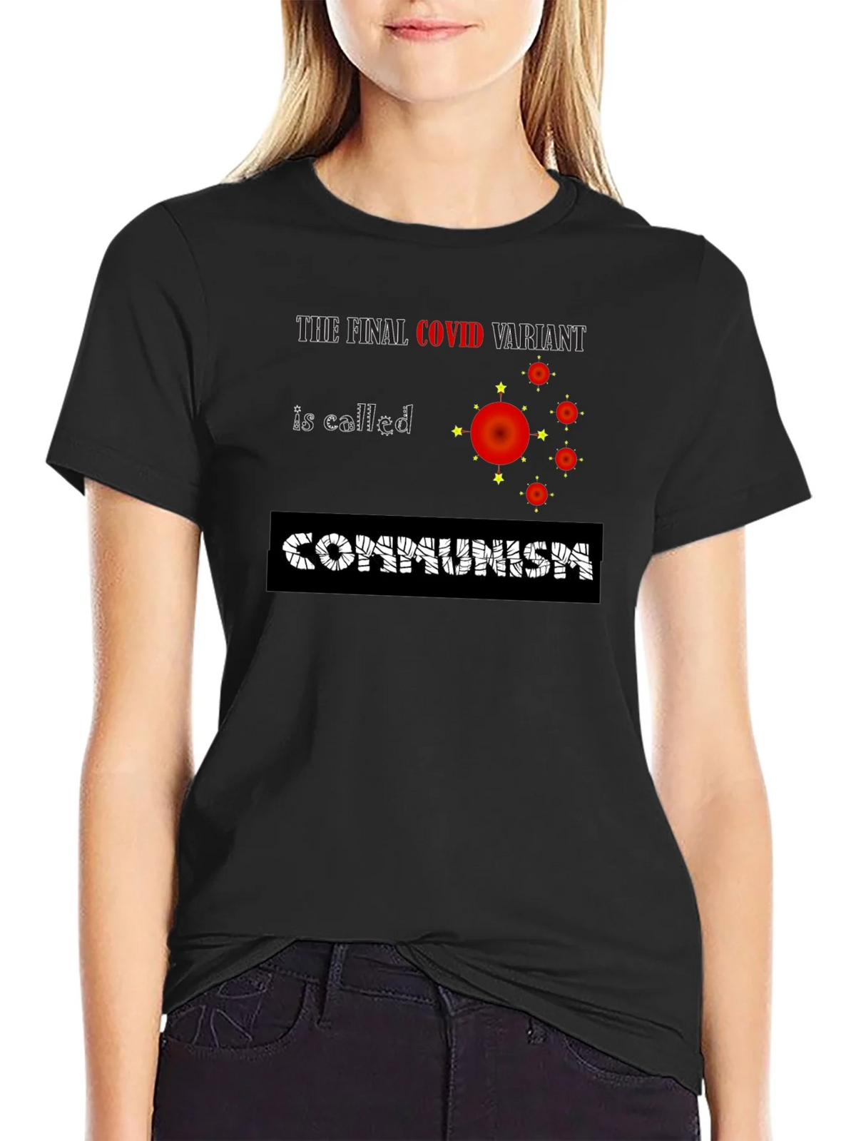 COVID Communism Black Graphic Tee product image 2