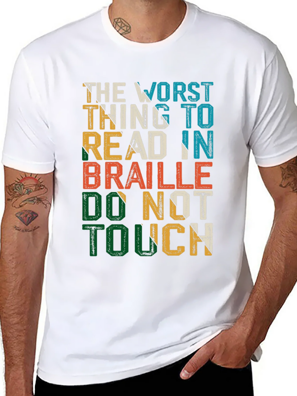 Humorous Do Not Touch Braille T-Shirt product image 7