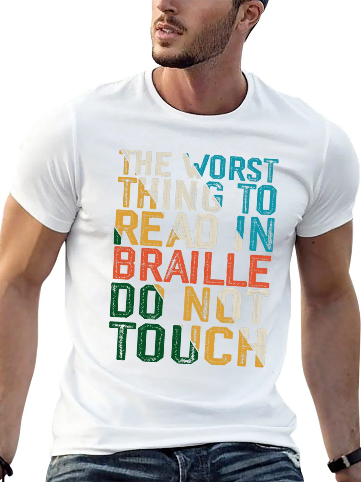 Humorous Do Not Touch Braille T-Shirt product image 12