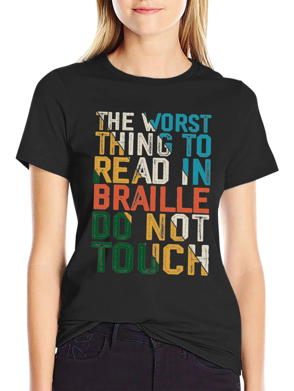 Humorous Do Not Touch Braille T-Shirt product image 2