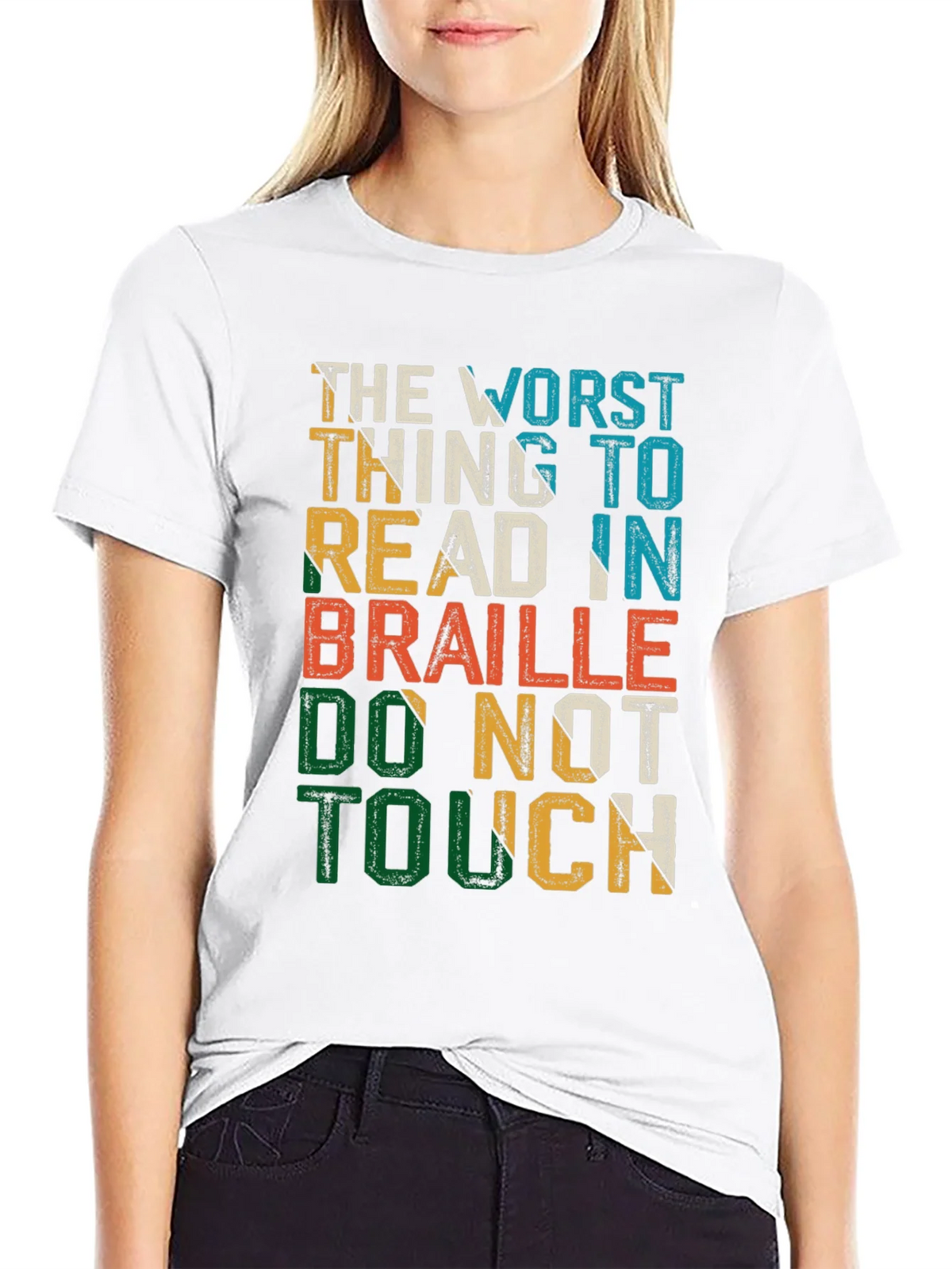 Humorous Do Not Touch Braille T-Shirt product image 8