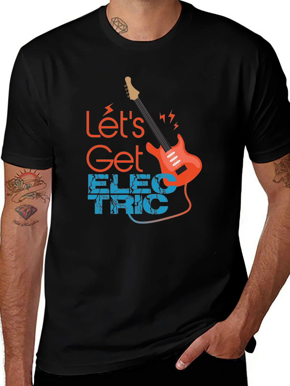 Lets Get Electric Black T-Shirt - Music Lover product image 1