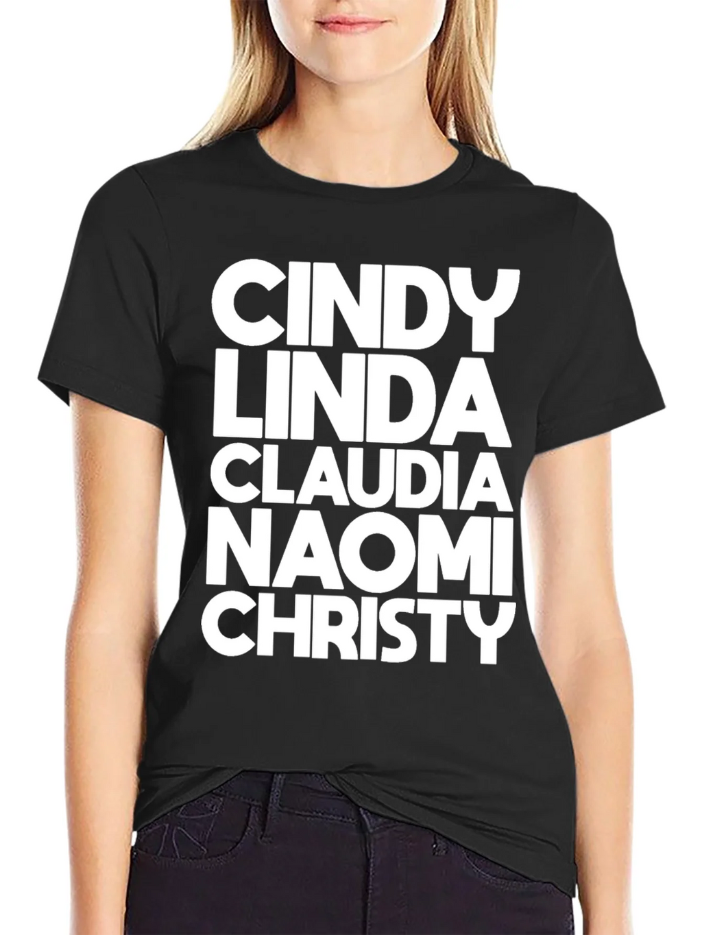 Supermodel Names Black T-Shirt product image 2