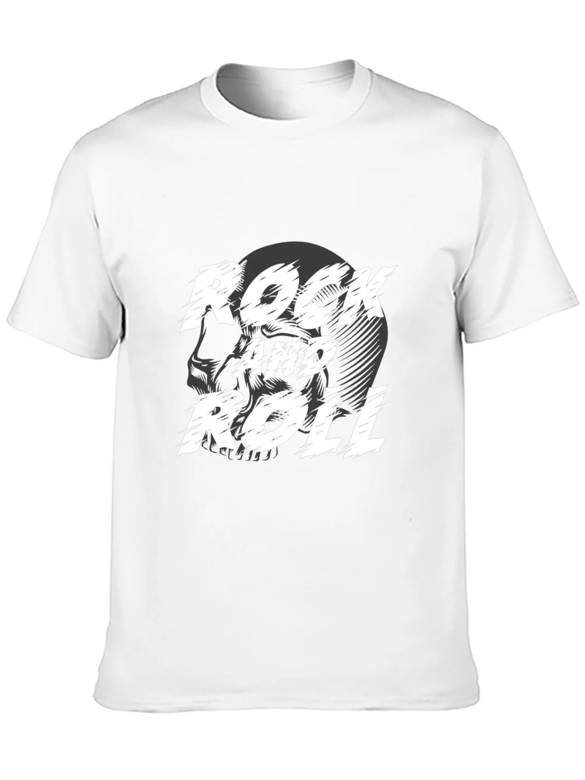 Rock and Roll Skull Graphic Black T-Shirt product image 9