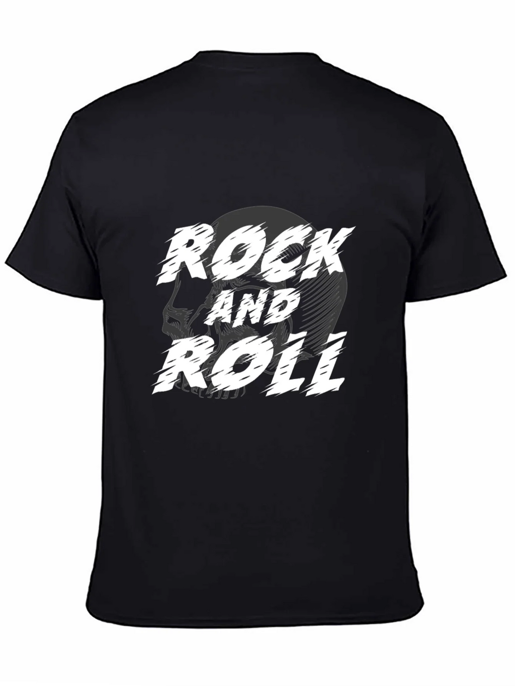 Rock and Roll Skull Graphic Black T-Shirt product image 4
