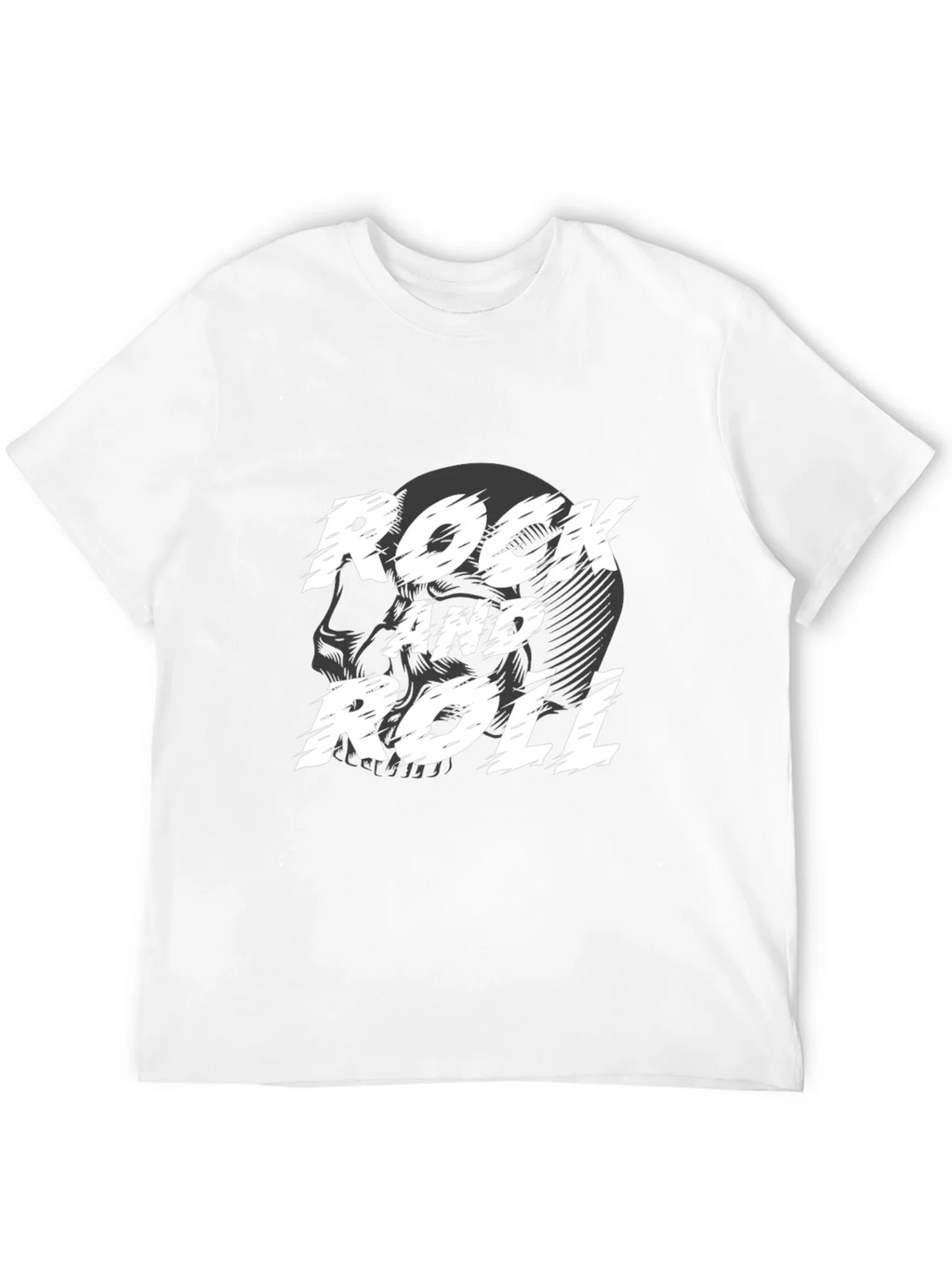 Rock and Roll Skull Graphic Black T-Shirt product image 11