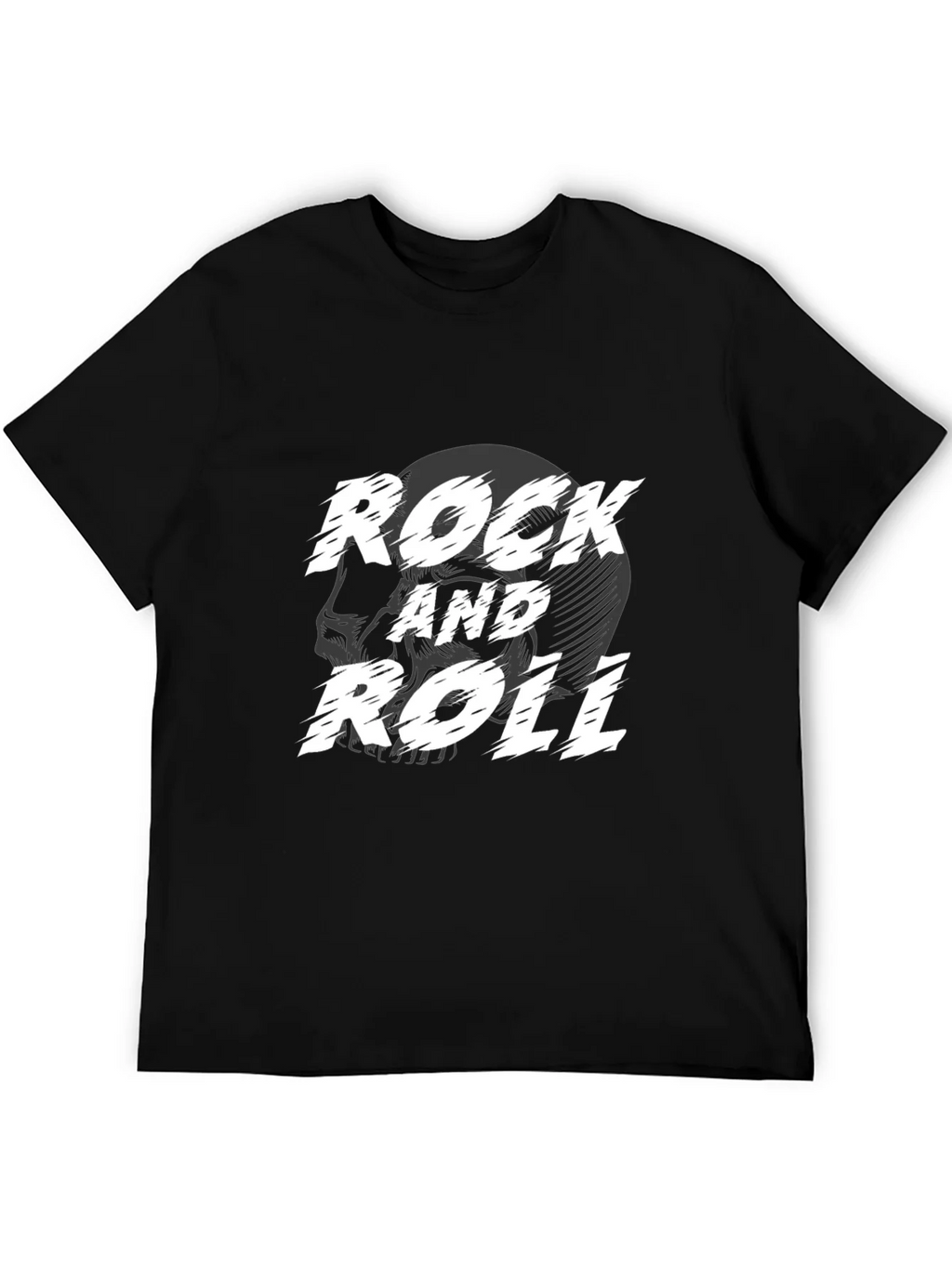 Rock and Roll Skull Graphic Black T-Shirt product image 5