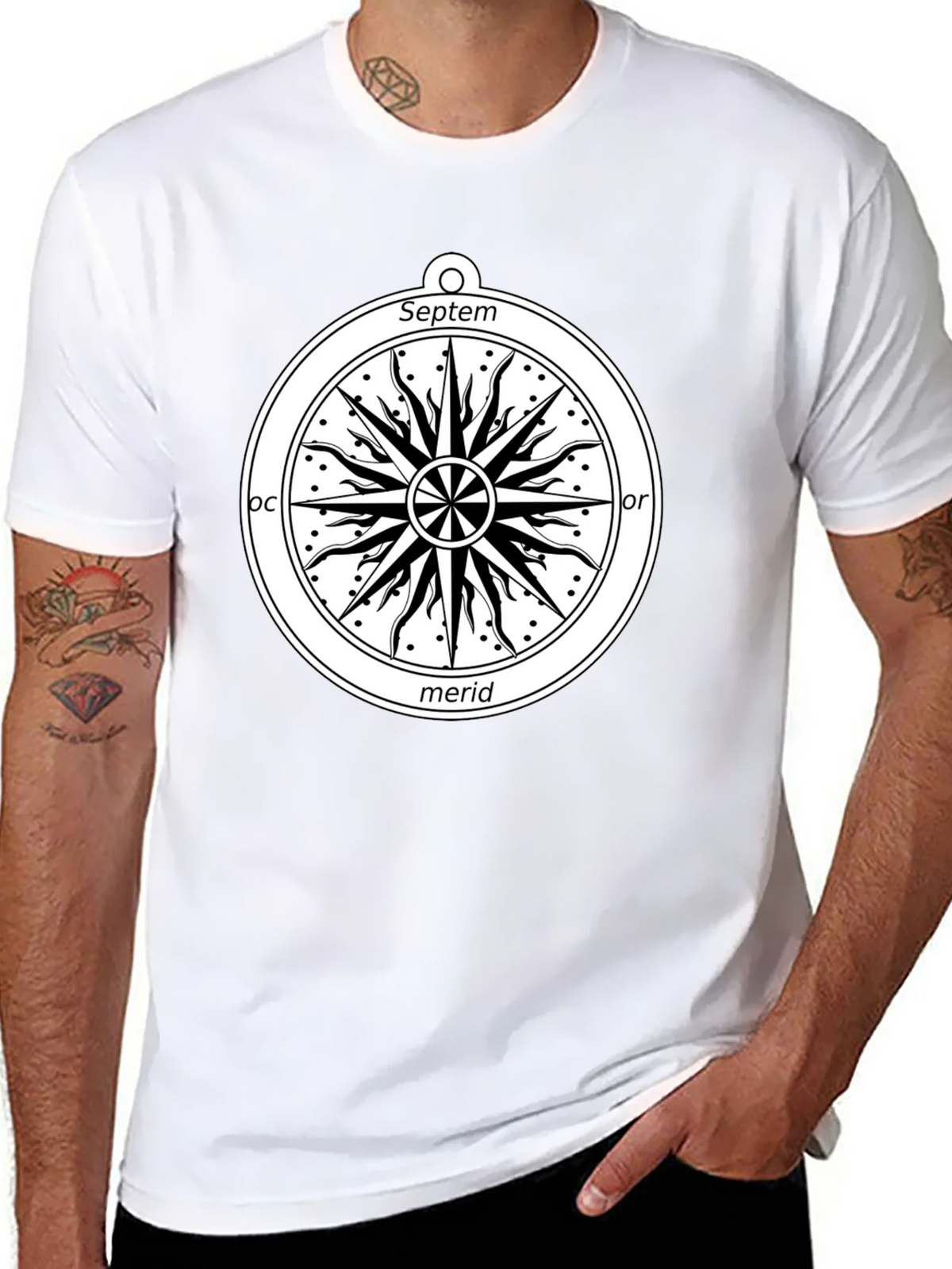 Celestial Compass Graphic Tee - Black Cotton Shirt product image 10