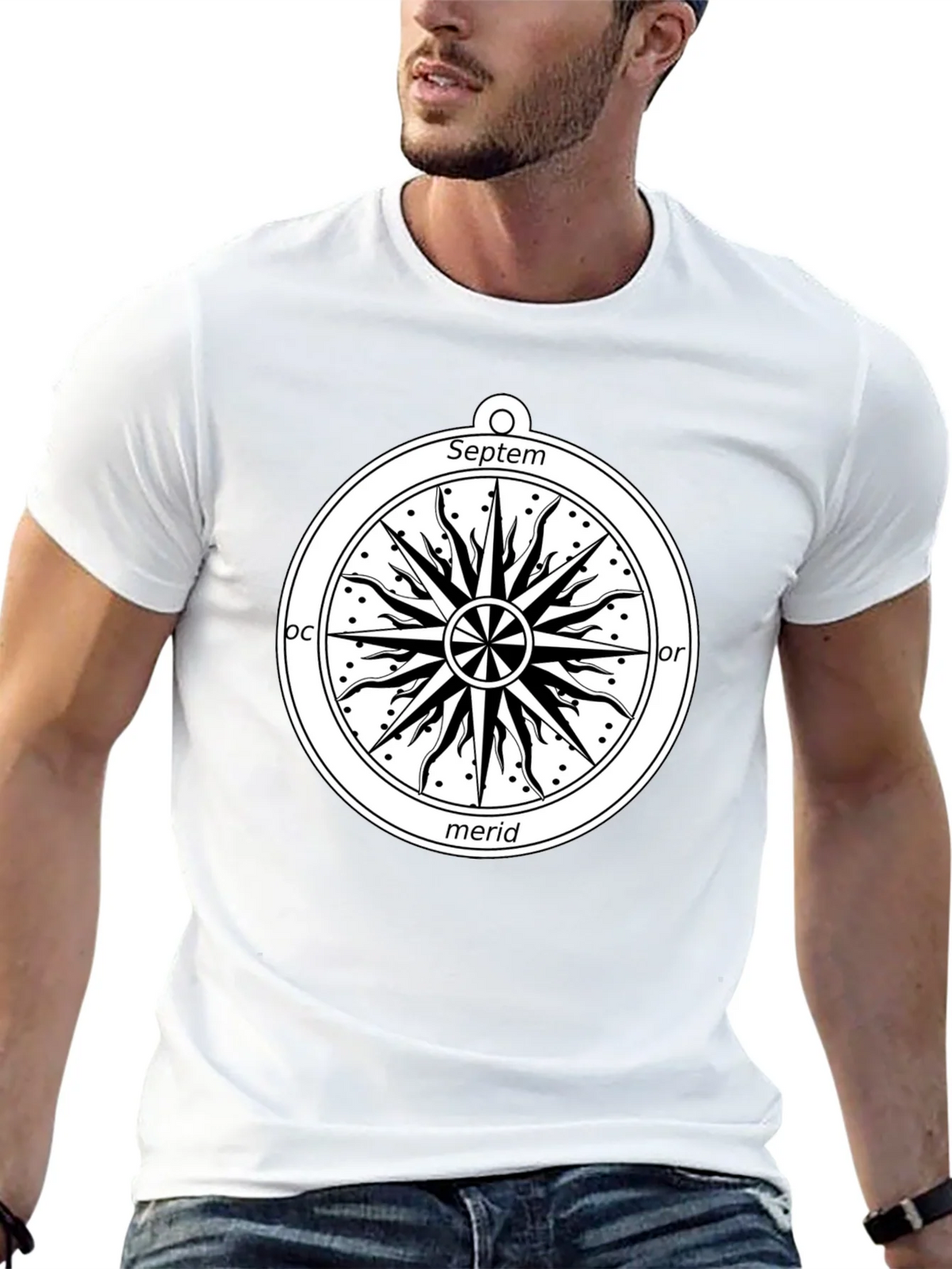 Celestial Compass Graphic Tee - Black Cotton Shirt product image 4
