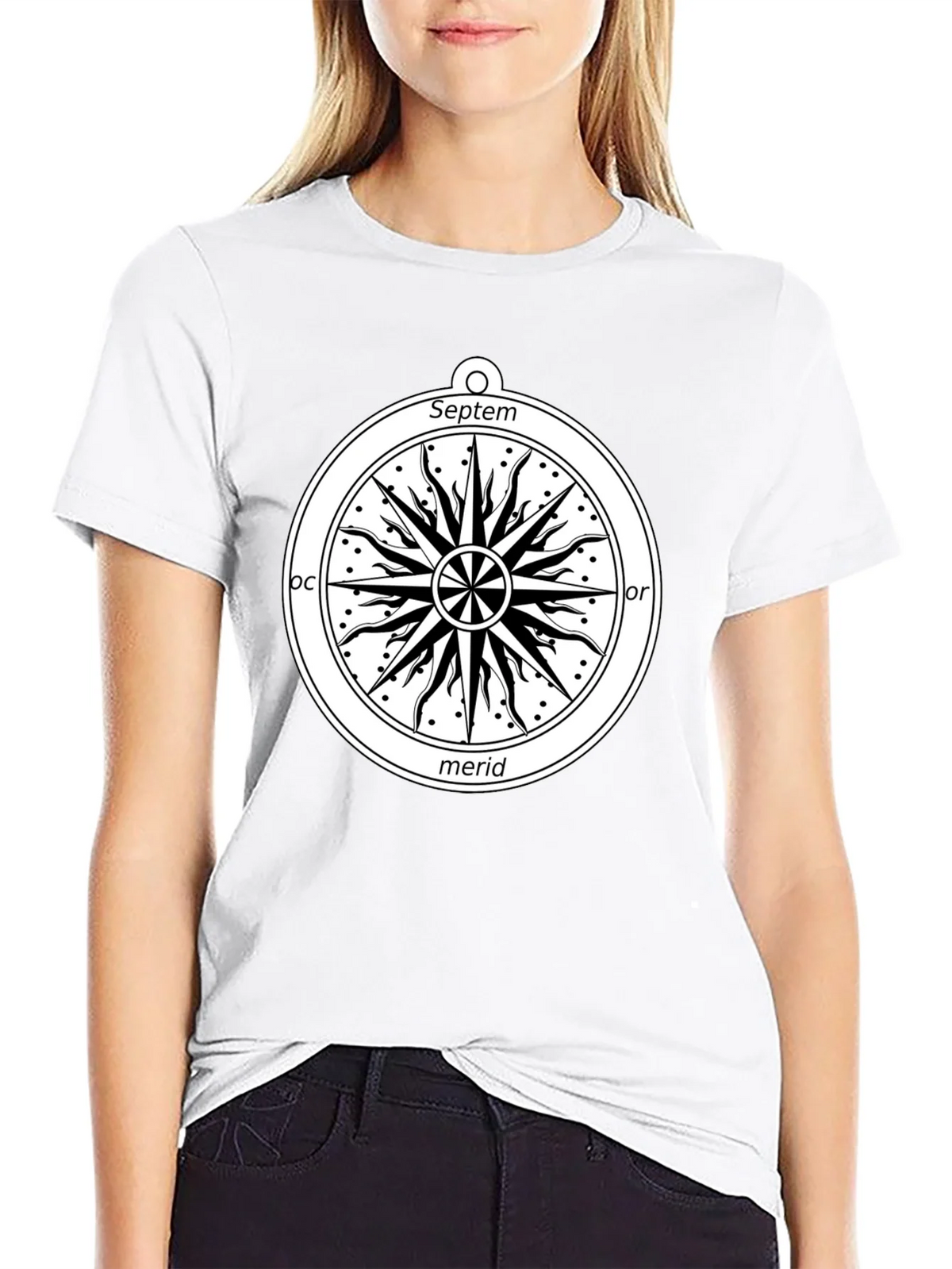 Celestial Compass Graphic Tee - Black Cotton Shirt product image 11