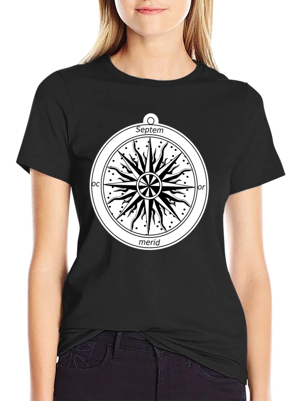 Celestial Compass Graphic Tee - Black Cotton Shirt product image 5